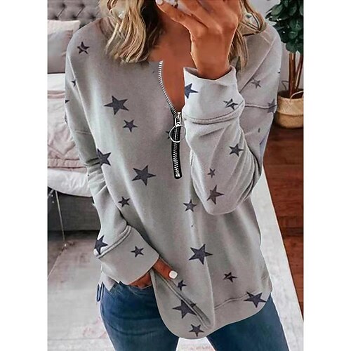 Women's Hoodie Zipper Basic Round Neck Standard Fall Army Green - Stars light blue - stars light grey - stars wine red - stars
Women's Hoodie Zipper Basic Round Neck Standard Fall Army Green - Stars light blue - stars light grey - stars wine red - stars