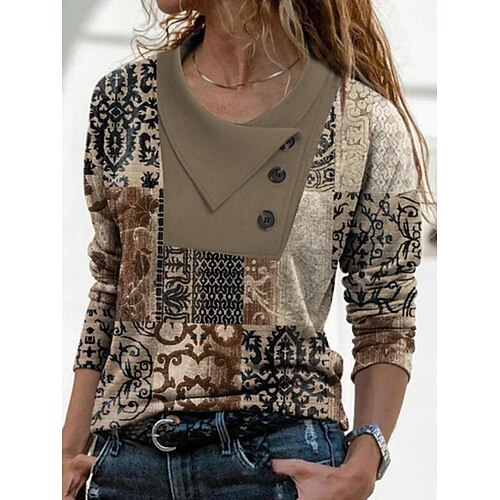 Women's T shirt Tee Graphic Casual Weekend Painting T shirt Tee Long Sleeve Button Print V Neck Basic Loose Fit Khaki S / 3D Print
Women's T shirt Tee Graphic Casual Weekend Painting T shirt Tee Long Sleeve Button Print V Neck Basic Loose Fit Khaki S / 3D Print