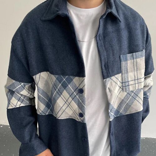 Men's Flannel Shirt Shirt Jacket Shacket Shirt Plaid / Check Turndown Navy Blue Street Daily Long Sleeve Button-Down Clothing Apparel Basic Fashion Casual Comfortable
Men's Flannel Shirt Shirt Jacket Shacket Shirt Plaid / Check Turndown Navy Blue Street Daily Long Sleeve Button-Down Clothing Apparel Basic Fashion Casual Comfortable