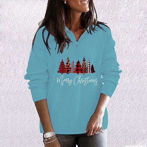 Women's Blouse Shirt Blue Light gray Gray Christmas Tree Print Long Sleeve Casual Casual Christmas V Neck Regular S / 3D Print
Women's Blouse Shirt Blue Light gray Gray Christmas Tree Print Long Sleeve Casual Casual Christmas V Neck Regular S / 3D Print