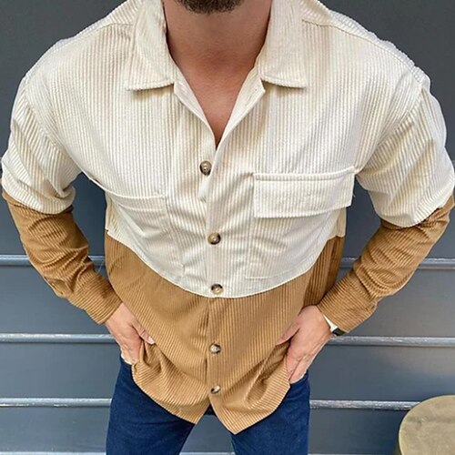 Men's Shirt Overshirt Shirt Jacket Color Block Turndown Brown Long Sleeve Street Daily Button-Down Tops Basic Fashion Casual Comfortable
Men's Shirt Overshirt Shirt Jacket Color Block Turndown Brown Long Sleeve Street Daily Button-Down Tops Basic Fashion Casual Comfortable