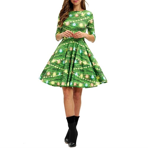 Women's A Line Dress Knee Length Dress Green White Blue Red Half Sleeve Snowman Christmas Tree Snowflake Print Fall Winter Crew Neck Stylish Modern 2022 S M L XL
Women's A Line Dress Knee Length Dress Green White Blue Red Half Sleeve Snowman Christmas Tree Snowflake Print Fall Winter Crew Neck Stylish Modern 2022 S M L XL