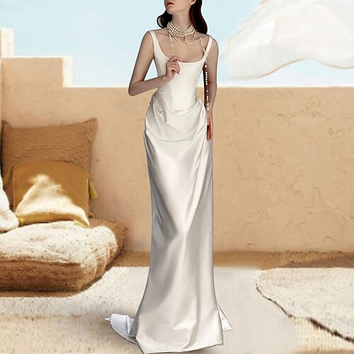Sala Informale Abiti da sposa Strascico a terra A tubino Senza maniche Squadrata Con bretelline Raso Con Drappeggio a lato 2023 Abiti da sposa
Sala Informale Abiti da sposa Strascico a terra A tubino Senza maniche Squadrata Con bretelline Raso Con Drappeggio a lato 2023 Abiti da sposa