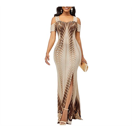 Women's Sheath Dress Slip Dress Maxi long Dress Brown Short Sleeve Print Backless Split Cold Shoulder Summer Fall Off Shoulder Stylish Modern 2022 S M L XL XXL
Women's Sheath Dress Slip Dress Maxi long Dress Brown Short Sleeve Print Backless Split Cold Shoulder Summer Fall Off Shoulder Stylish Modern 2022 S M L XL XXL