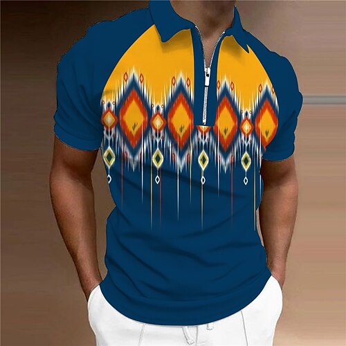 Men's Collar Polo Shirt Golf Shirt Geometry Turndown Blue 3D Print Outdoor Street Short Sleeves Zipper Print Clothing Apparel Fashion Designer Casual Breathable / Summer / Spring / Summer
Men's Collar Polo Shirt Golf Shirt Geometry Turndown Blue 3D Print Outdoor Street Short Sleeves Zipper Print Clothing Apparel Fashion Designer Casual Breathable / Summer / Spring / Summer