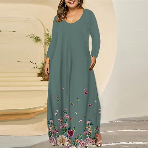 Women's Plus Size Casual Dress Floral V Neck Long Sleeve Fall Winter Casual Maxi long Dress Causal Daily Dress
Women's Plus Size Casual Dress Floral V Neck Long Sleeve Fall Winter Casual Maxi long Dress Causal Daily Dress