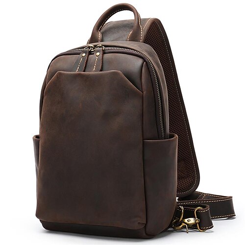 Men's Sling Shoulder Bag Crossbody Bag Nappa Leather Cowhide Zipper Solid Color Daily Black Coffee
Men's Sling Shoulder Bag Crossbody Bag Nappa Leather Cowhide Zipper Solid Color Daily Black Coffee