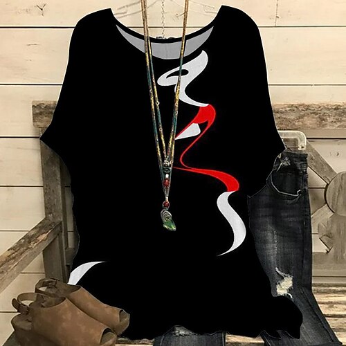 Women's Plus Size Tops Blouse Shirt Abstract Print Short Sleeve Crewneck Streetwear Daily Vacation Polyester Fall Spring Black And White White
Women's Plus Size Tops Blouse Shirt Abstract Print Short Sleeve Crewneck Streetwear Daily Vacation Polyester Fall Spring Black And White White