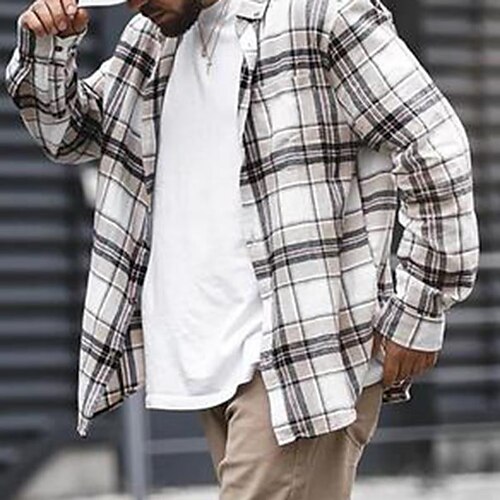 Men's Flannel Shirt Shirt Jacket Shacket Shirt Plaid / Check Turndown White Street Daily Long Sleeve Button-Down Clothing Apparel Basic Fashion Casual Comfortable
Men's Flannel Shirt Shirt Jacket Shacket Shirt Plaid / Check Turndown White Street Daily Long Sleeve Button-Down Clothing Apparel Basic Fashion Casual Comfortable