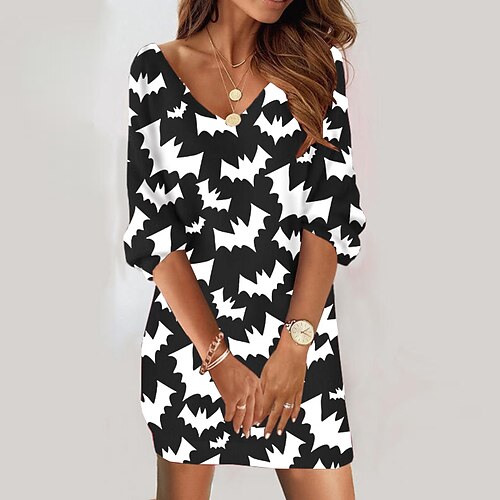 Women's Sweatshirt Dress Shift Dress Short Mini Dress White 3/4 Length Sleeve Bat Print Fall Winter V Neck Vacation Casual Halloween 2022 S M L XL XXL 3XL
Women's Sweatshirt Dress Shift Dress Short Mini Dress White 3/4 Length Sleeve Bat Print Fall Winter V Neck Vacation Casual Halloween 2022 S M L XL XXL 3XL