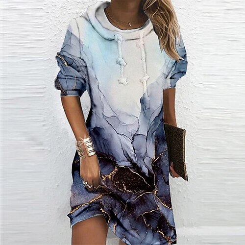 Women's Hoodie Dress Shift Dress Short Mini Dress Blue Long Sleeve Color Gradient Print Fall Winter Hooded Vacation Casual 2022 S M L XL XXL 3XL / 3D Print
Women's Hoodie Dress Shift Dress Short Mini Dress Blue Long Sleeve Color Gradient Print Fall Winter Hooded Vacation Casual 2022 S M L XL XXL 3XL / 3D Print