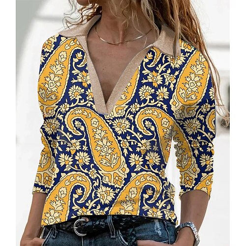 Women's T shirt Tee Yellow Floral Print Long Sleeve Casual Weekend Basic Shirt Collar Regular Floral Painting S / 3D Print
Women's T shirt Tee Yellow Floral Print Long Sleeve Casual Weekend Basic Shirt Collar Regular Floral Painting S / 3D Print