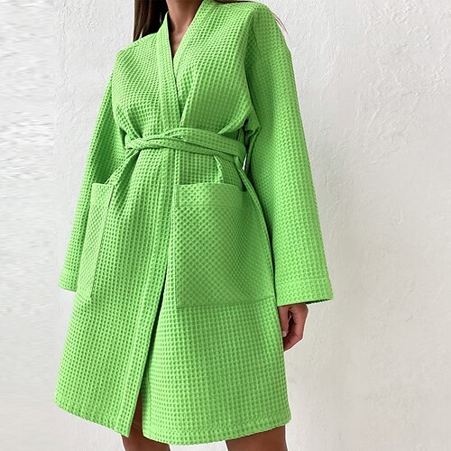 Women's Pajamas Dress Pjs Pure Color Comfort Home Daily Polyester V Wire Robe Top Dress Pocket Front Close Belt Included Winter Fall Green Khaki / Adjustable
Women's Pajamas Dress Pjs Pure Color Comfort Home Daily Polyester V Wire Robe Top Dress Pocket Front Close Belt Included Winter Fall Green Khaki / Adjustable