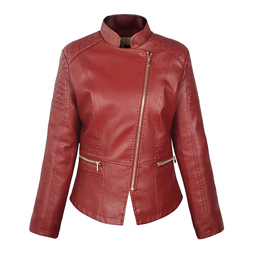 Women's Faux Leather Jacket Waterproof Windproof Outdoor Street Daily Vacation Zipper Pocket Zipper Stand Collar Chic & Modern Comfortable Street Style Solid Color Regular Fit Outerwear Long Sleeve
Women's Faux Leather Jacket Waterproof Windproof Outdoor Street Daily Vacation Zipper Pocket Zipper Stand Collar Chic & Modern Comfortable Street Style Solid Color Regular Fit Outerwear Long Sleeve