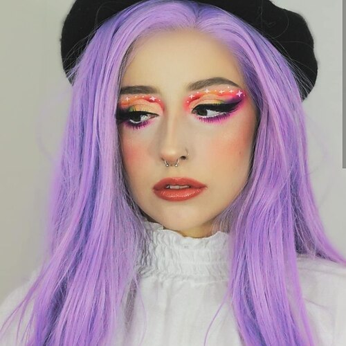Purple Synthetic Lace Front Wig Long Silk Straight Gluless Light Purple Lilac Wig with Natural Hairline Free Part High Temperature Fiber Lavender Wigs for Women Party Show
Purple Synthetic Lace Front Wig Long Silk Straight Gluless Light Purple Lilac Wig with Natural Hairline Free Part High Temperature Fiber Lavender Wigs for Women Party Show