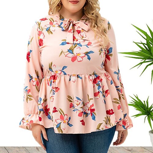 Women's Plus Size Tops Blouse Shirt Floral Bow Print Long Sleeve Round Neck Casual Daily Vacation Polyester Fall Winter Pink Dark Green
Women's Plus Size Tops Blouse Shirt Floral Bow Print Long Sleeve Round Neck Casual Daily Vacation Polyester Fall Winter Pink Dark Green