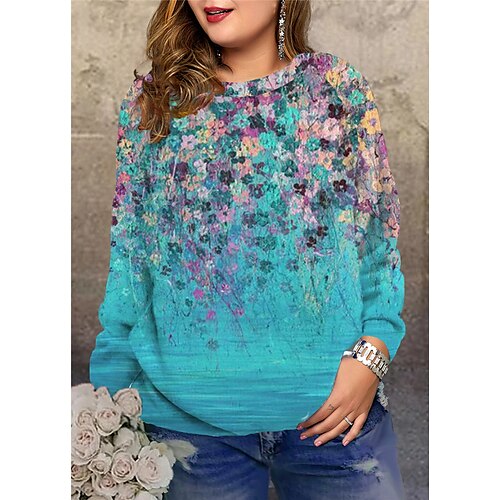 Women's Plus Size Tops Pullover Sweatshirt Floral Print Long Sleeve Round Neck Streetwear Daily Vacation Polyester Fall Winter Blue
Women's Plus Size Tops Pullover Sweatshirt Floral Print Long Sleeve Round Neck Streetwear Daily Vacation Polyester Fall Winter Blue