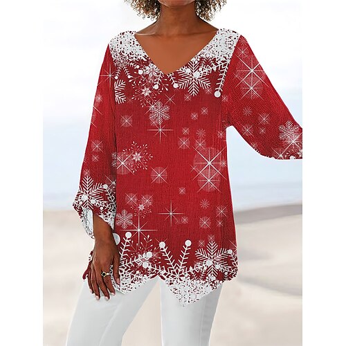 Women's Shirt Green Red Black Deer Snowflake Print Long Sleeve Christmas Weekend Streetwear Casual V Neck Long S / 3D Print
Women's Shirt Green Red Black Deer Snowflake Print Long Sleeve Christmas Weekend Streetwear Casual V Neck Long S / 3D Print