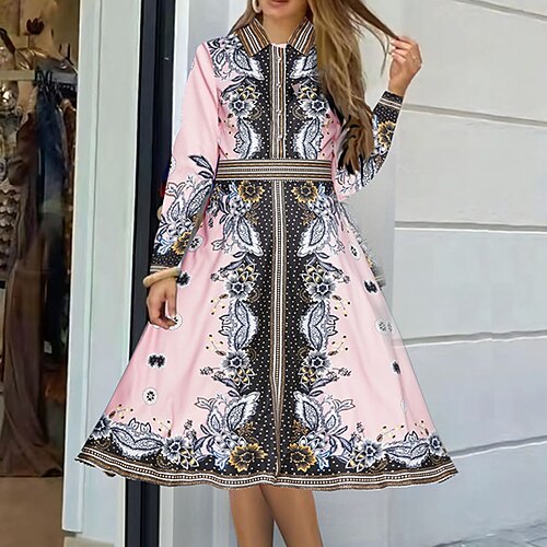 Women's Shirt Dress Boho Dress Long Dress Maxi Dress Pink Long Sleeve Floral Print Winter Fall Autumn Shirt Collar Mature Winter Dress Fall Dress 2022 M L XL XXL
Women's Shirt Dress Boho Dress Long Dress Maxi Dress Pink Long Sleeve Floral Print Winter Fall Autumn Shirt Collar Mature Winter Dress Fall Dress 2022 M L XL XXL