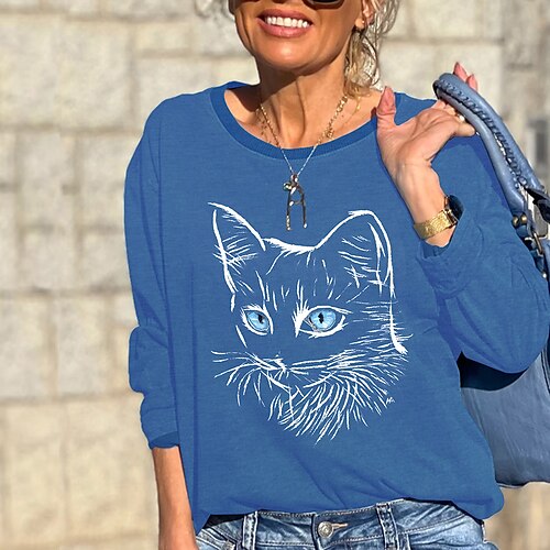 Women's Sweatshirt Pullover Cat Print Daily Sports Hot Stamping Active Streetwear Clothing Apparel Hoodies Sweatshirts Black Blue
Women's Sweatshirt Pullover Cat Print Daily Sports Hot Stamping Active Streetwear Clothing Apparel Hoodies Sweatshirts Black Blue