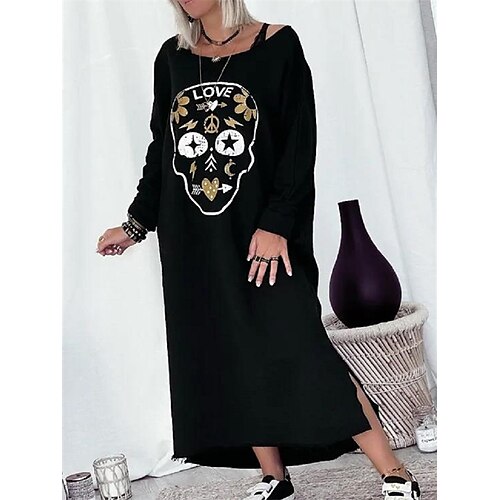 Women's Casual Dress Shift Dress Maxi long Dress Black Long Sleeve Print Print Fall Winter Off Shoulder Casual Modern 2022 M L XL 2XL 3XL
Women's Casual Dress Shift Dress Maxi long Dress Black Long Sleeve Print Print Fall Winter Off Shoulder Casual Modern 2022 M L XL 2XL 3XL