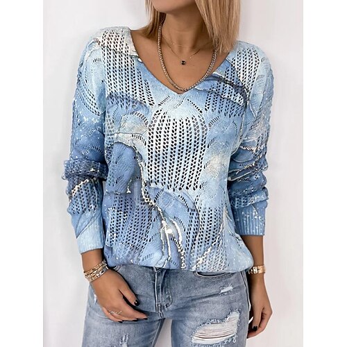 Women's Blouse Shirt Blue Graphic Print Long Sleeve Daily Weekend Streetwear Casual V Neck Regular Cotton S / 3D Print
Women's Blouse Shirt Blue Graphic Print Long Sleeve Daily Weekend Streetwear Casual V Neck Regular Cotton S / 3D Print