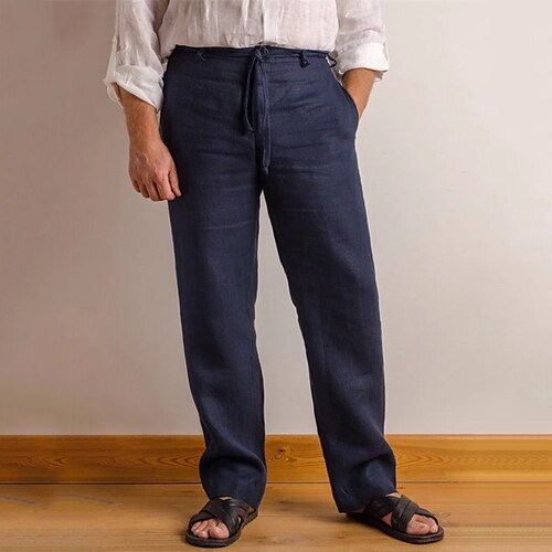 Men's Linen Pants Trousers Casual Pants Pocket Drawstring Straight Leg Solid Colored Comfort Soft Daily Holiday Streetwear Linen / Cotton Blend Streetwear Stylish Navy Blue Micro-elastic / Spring
Men's Linen Pants Trousers Casual Pants Pocket Drawstring Straight Leg Solid Colored Comfort Soft Daily Holiday Streetwear Linen / Cotton Blend Streetwear Stylish Navy Blue Micro-elastic / Spring