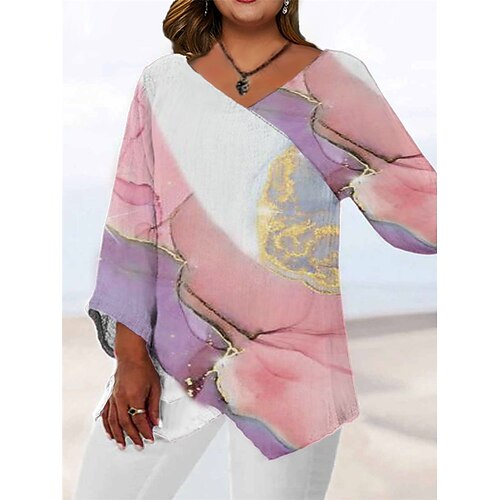 Women's Plus Size Tops Blouse Shirt Color Gradient Print Long Sleeve V Neck Casual Daily Going out Polyester Fall Winter Pink khaki / 3D Print
Women's Plus Size Tops Blouse Shirt Color Gradient Print Long Sleeve V Neck Casual Daily Going out Polyester Fall Winter Pink khaki / 3D Print