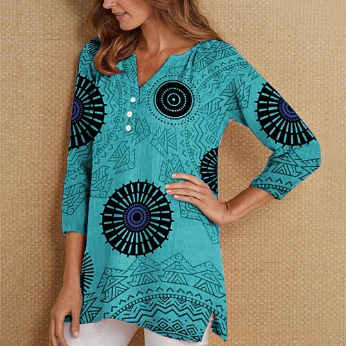 Women's T shirt Tee Green Blue Khaki Graphic Print Long Sleeve Daily Weekend Basic V Neck Long Painting S / 3D Print
Women's T shirt Tee Green Blue Khaki Graphic Print Long Sleeve Daily Weekend Basic V Neck Long Painting S / 3D Print
