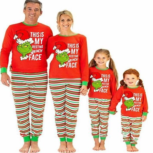 Family Look Christmas Pajamas Letter Striped Home Red Long Sleeve Daily Matching Outfits
Family Look Christmas Pajamas Letter Striped Home Red Long Sleeve Daily Matching Outfits