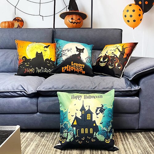 Halloween Double Side Cushion Cover 4PC Soft Decorative Square Throw Pillow Cover Cushion Case Pillowcase for Bedroom Livingroom Superior Quality Machine Washable Indoor Cushion for Sofa Couch Bed Chair Bat Pumpkin Spider Cat
Halloween Double Side Cushion Cover 4PC Soft Decorative Square Throw Pillow Cover Cushion Case Pillowcase for Bedroom Livingroom Superior Quality Machine Washable Indoor Cushion for Sofa Couch Bed Chair Bat Pumpkin Spider Cat