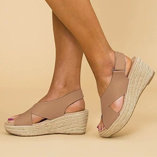 Women's Sandals Wedge Sandals Plus Size Wedge Heel Peep Toe Minimalism Daily PU Leather Ankle Strap Summer Solid Colored White Black Apricot
Women's Sandals Wedge Sandals Plus Size Wedge Heel Peep Toe Minimalism Daily PU Leather Ankle Strap Summer Solid Colored White Black Apricot