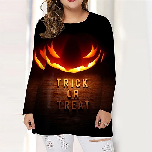 Women's Plus Size Tops T shirt Tee Letter Pumpkin Print Long Sleeve Crewneck Casual Festival Halloween Halloween Daily Cotton Spandex Jersey Fall Winter Yellow Orange / 3D Print
Women's Plus Size Tops T shirt Tee Letter Pumpkin Print Long Sleeve Crewneck Casual Festival Halloween Halloween Daily Cotton Spandex Jersey Fall Winter Yellow Orange / 3D Print