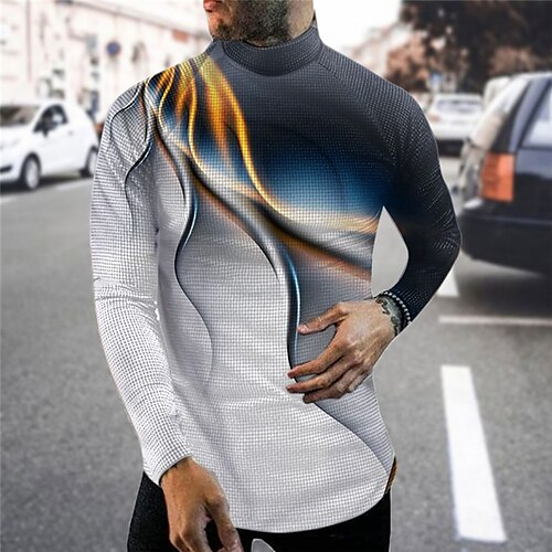 Men's T shirt Tee Graphic Color Block Turtleneck Blue / White 3D Print Outdoor Street Long Sleeve Print Clothing Apparel Basic Streetwear Designer Comfortable
Men's T shirt Tee Graphic Color Block Turtleneck Blue / White 3D Print Outdoor Street Long Sleeve Print Clothing Apparel Basic Streetwear Designer Comfortable