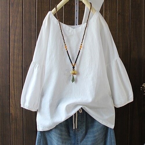 Women's Plus Size Tops Blouse Shirt Plain Long Sleeve Crewneck Basic Casual Daily Going out Linen Fall Winter White Pink
Women's Plus Size Tops Blouse Shirt Plain Long Sleeve Crewneck Basic Casual Daily Going out Linen Fall Winter White Pink