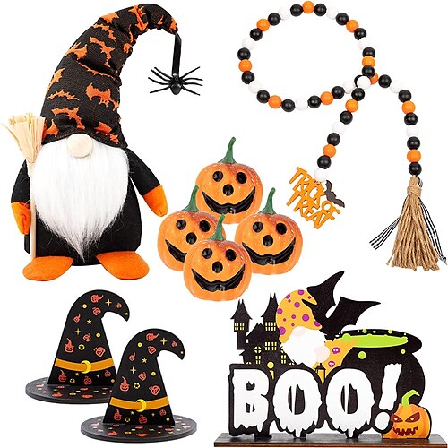 Halloween Boo Wooden Beaded Ornament Cute Dwarf Plush Bat And Spider Layered Tray Decoration
Halloween Boo Wooden Beaded Ornament Cute Dwarf Plush Bat And Spider Layered Tray Decoration