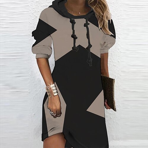 Women's Hoodie Dress Shift Dress Short Mini Dress Khaki Long Sleeve Geometric Color Block Print Fall Winter Hooded Vacation Casual 2022 S M L XL XXL 3XL / 3D Print
Women's Hoodie Dress Shift Dress Short Mini Dress Khaki Long Sleeve Geometric Color Block Print Fall Winter Hooded Vacation Casual 2022 S M L XL XXL 3XL / 3D Print