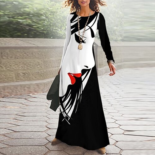 Women's Casual Dress A Line Dress Maxi long Dress White Black Long Sleeve Abstract Pocket Print Fall Winter V Neck Casual Vacation 2022 S M L XL XXL 3XL
Women's Casual Dress A Line Dress Maxi long Dress White Black Long Sleeve Abstract Pocket Print Fall Winter V Neck Casual Vacation 2022 S M L XL XXL 3XL