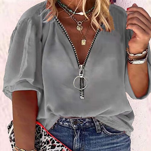 Women's Plus Size Tops Blouse Solid Color Half Sleeve V Neck Casual Daily Going out Polyester Spring Fall Grey
Women's Plus Size Tops Blouse Solid Color Half Sleeve V Neck Casual Daily Going out Polyester Spring Fall Grey