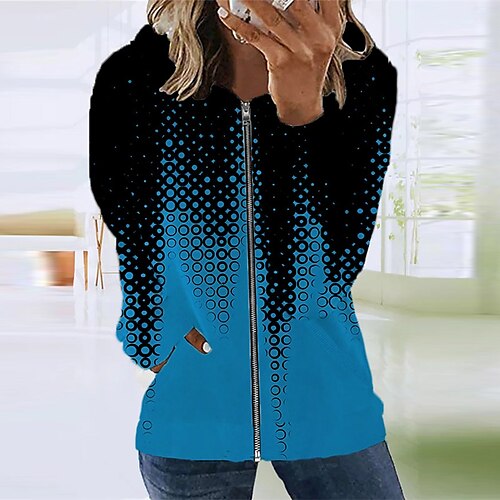 Women's Casual Jacket Warm Breathable Outdoor Street Going out Casual Daily Zipper Full Zip Print Zipper Hoodie Preppy Style Color Block Regular Fit Outerwear Long Sleeve Winter Fall Blue S M L XL
Women's Casual Jacket Warm Breathable Outdoor Street Going out Casual Daily Zipper Full Zip Print Zipper Hoodie Preppy Style Color Block Regular Fit Outerwear Long Sleeve Winter Fall Blue S M L XL