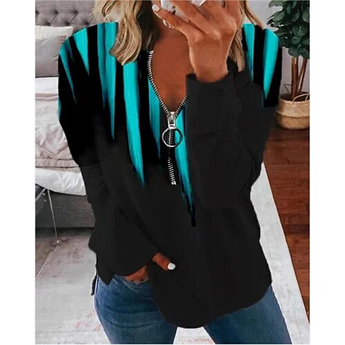Women's Blouse Shirt Black And White Blue Color Block Quarter Zip Print Long Sleeve Daily Weekend Casual V Neck Regular S / 3D Print
Women's Blouse Shirt Black And White Blue Color Block Quarter Zip Print Long Sleeve Daily Weekend Casual V Neck Regular S / 3D Print
