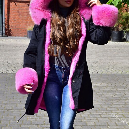 Women's Windproof Warm Outdoor Street Daily Vacation Patchwork Button Pocket Fur Collar Single Breasted Hoodie Fashion Casual Street Style Color Block Regular Fit Outerwear Long Sleeve Winter Fall
Women's Windproof Warm Outdoor Street Daily Vacation Patchwork Button Pocket Fur Collar Single Breasted Hoodie Fashion Casual Street Style Color Block Regular Fit Outerwear Long Sleeve Winter Fall