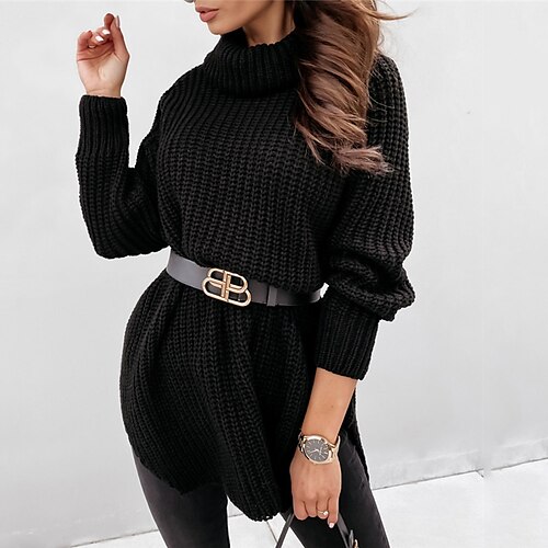 Women's Pullover Sweater jumper Jumper Ribbed Knit Knitted Pure Color Turtleneck Stylish Casual Outdoor Daily Winter Fall Black One-Size / Long Sleeve / Holiday / Regular Fit / Going out
Women's Pullover Sweater jumper Jumper Ribbed Knit Knitted Pure Color Turtleneck Stylish Casual Outdoor Daily Winter Fall Black One-Size / Long Sleeve / Holiday / Regular Fit / Going out