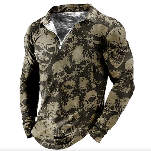 Men's Collar Polo Shirt Golf Shirt Skull Turndown Khaki Gray 3D Print Outdoor Halloween Long Sleeve Zipper Print Clothing Apparel Vintage Cool Designer Casual
Men's Collar Polo Shirt Golf Shirt Skull Turndown Khaki Gray 3D Print Outdoor Halloween Long Sleeve Zipper Print Clothing Apparel Vintage Cool Designer Casual