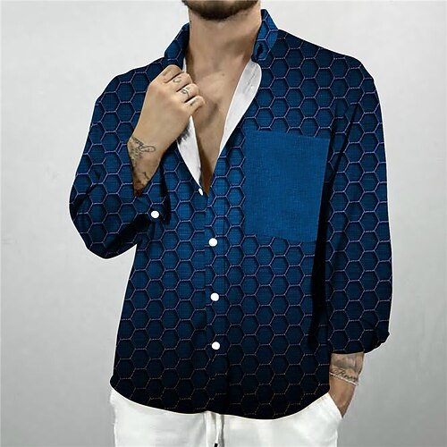 Men's Shirt Optical Illusion Turndown Blue 3D Print Outdoor Street Long Sleeve Button-Down Print Clothing Apparel Designer Casual Breathable
Men's Shirt Optical Illusion Turndown Blue 3D Print Outdoor Street Long Sleeve Button-Down Print Clothing Apparel Designer Casual Breathable