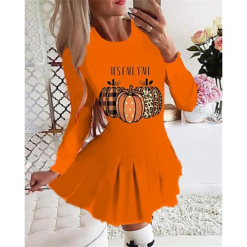 Women's Swing Dress Short Mini Dress Short Mini Dress Light Yellow Yellow Orange Gray Black Long Sleeve Letter Pumpkin Print Pleated Print Fall Winter Crew Neck Stylish Romantic Halloween 2022 S M L
Women's Swing Dress Short Mini Dress Short Mini Dress Light Yellow Yellow Orange Gray Black Long Sleeve Letter Pumpkin Print Pleated Print Fall Winter Crew Neck Stylish Romantic Halloween 2022 S M L