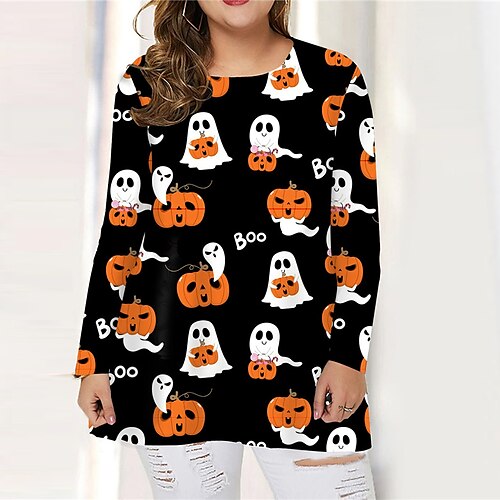 Women's Plus Size Tops T shirt Tee Pumpkin Print Long Sleeve Crewneck Casual Festival Halloween Halloween Daily Cotton Spandex Jersey Fall Winter Black Yellow / 3D Print
Women's Plus Size Tops T shirt Tee Pumpkin Print Long Sleeve Crewneck Casual Festival Halloween Halloween Daily Cotton Spandex Jersey Fall Winter Black Yellow / 3D Print