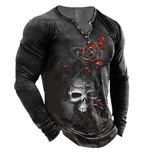 Men's T shirt Tee Henley Shirt Tee Graphic Skull Rose Henley Black Long Sleeve 3D Print Plus Size Outdoor Daily Button-Down Print Tops Basic Designer Classic Comfortable / Sports
Men's T shirt Tee Henley Shirt Tee Graphic Skull Rose Henley Black Long Sleeve 3D Print Plus Size Outdoor Daily Button-Down Print Tops Basic Designer Classic Comfortable / Sports