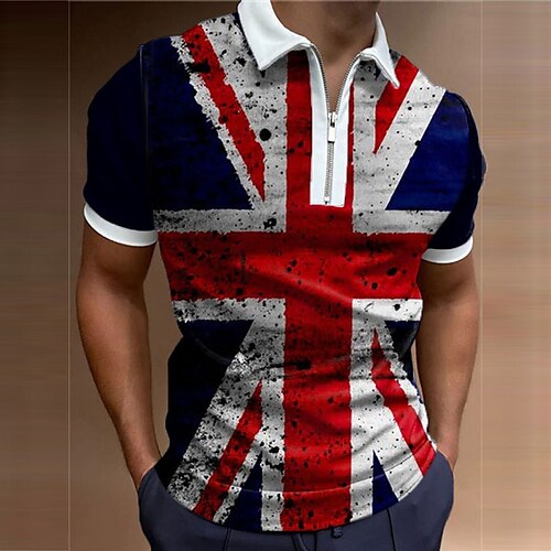 Men's Collar Polo Shirt Golf Shirt National Flag Turndown Navy Blue 3D Print Outdoor Street Short Sleeves Zipper Print Clothing Apparel Fashion Designer Casual Breathable / Summer / Spring / Summer
Men's Collar Polo Shirt Golf Shirt National Flag Turndown Navy Blue 3D Print Outdoor Street Short Sleeves Zipper Print Clothing Apparel Fashion Designer Casual Breathable / Summer / Spring / Summer