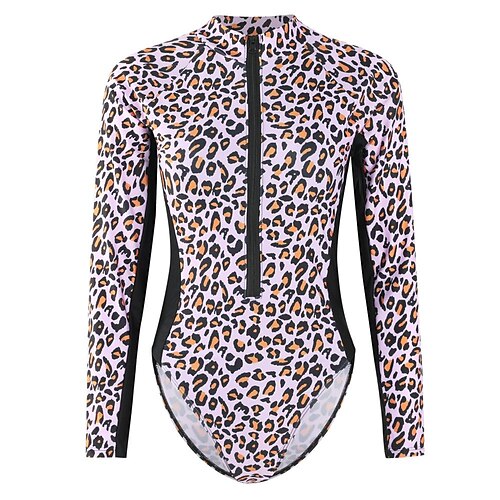 Women's Rash guard Swimsuit UPF50 Quick Dry Long Sleeve Spandex Bodysuit Bathing Suit Front Zip Swimming Surfing Beach Water Sports Leopard Printed Spring Summer Autumn
Women's Rash guard Swimsuit UPF50 Quick Dry Long Sleeve Spandex Bodysuit Bathing Suit Front Zip Swimming Surfing Beach Water Sports Leopard Printed Spring Summer Autumn